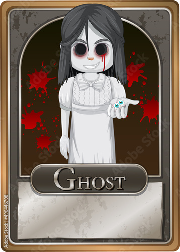 Ghost girl character game card template