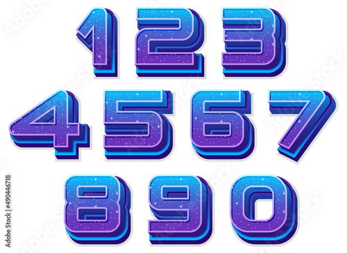 Space number style on white background