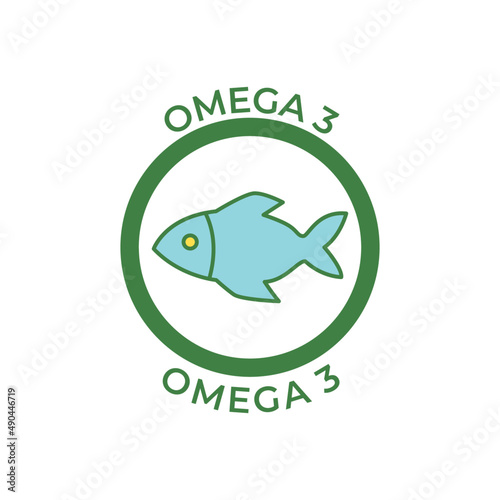 omega 3 label icon in color icon, isolated on white background 