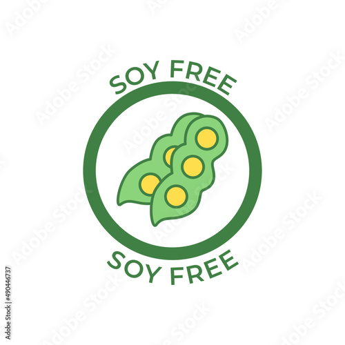 Soy Free Food labelicon  in color icon, isolated on white background  photo