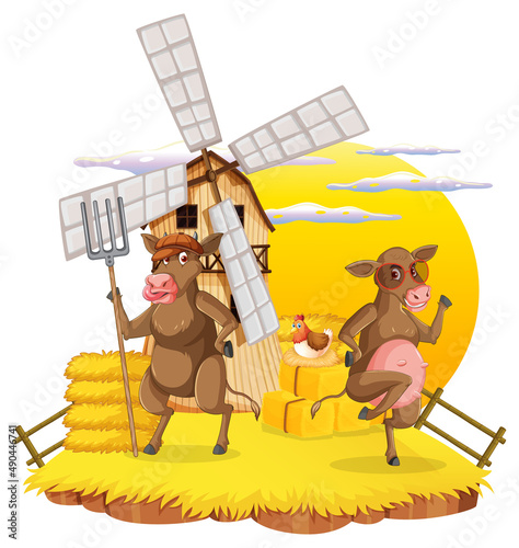 Scene with farm animal on the farm