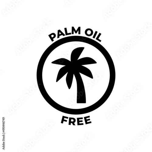 Palm oil free label icon  in black flat glyph, filled style isolated on white background