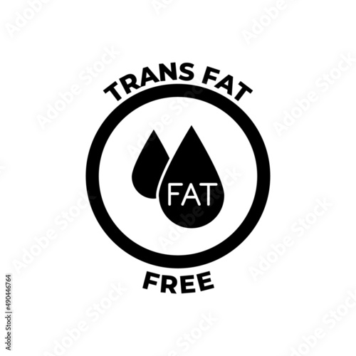 Trans fat free label icon in black flat glyph, filled style isolated on white background