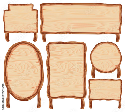 Set of wooden sign banner