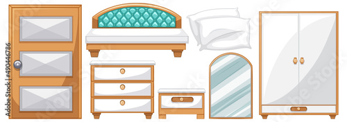 Set of interior furnitures in cartoon style