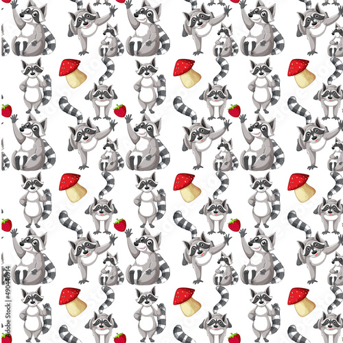 Funny raccoon  on white background element