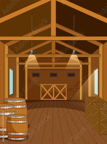 Scene inside the barn