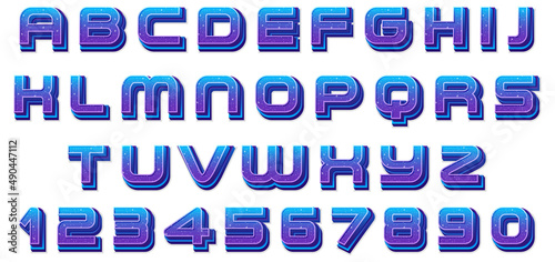 A set of English alphabet space font on white background