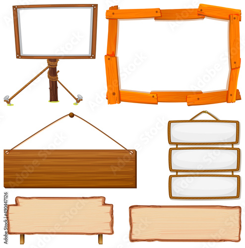Set of wooden sign banner