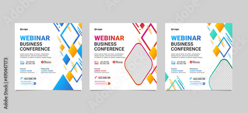 Social Media Post design. Set of webinar business for social media post advertisement. Good template for advertising on social media marketing