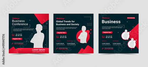 Social Media Post design. Set of webinar business for social media post advertisement. Good template for advertising on social media marketing