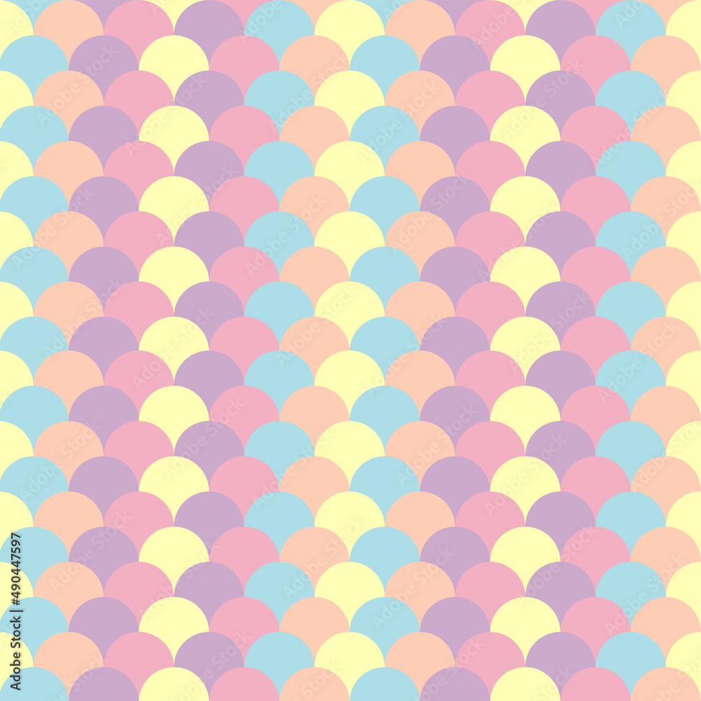 Abstract pastel colorful curve mermaid pattern seamless background
