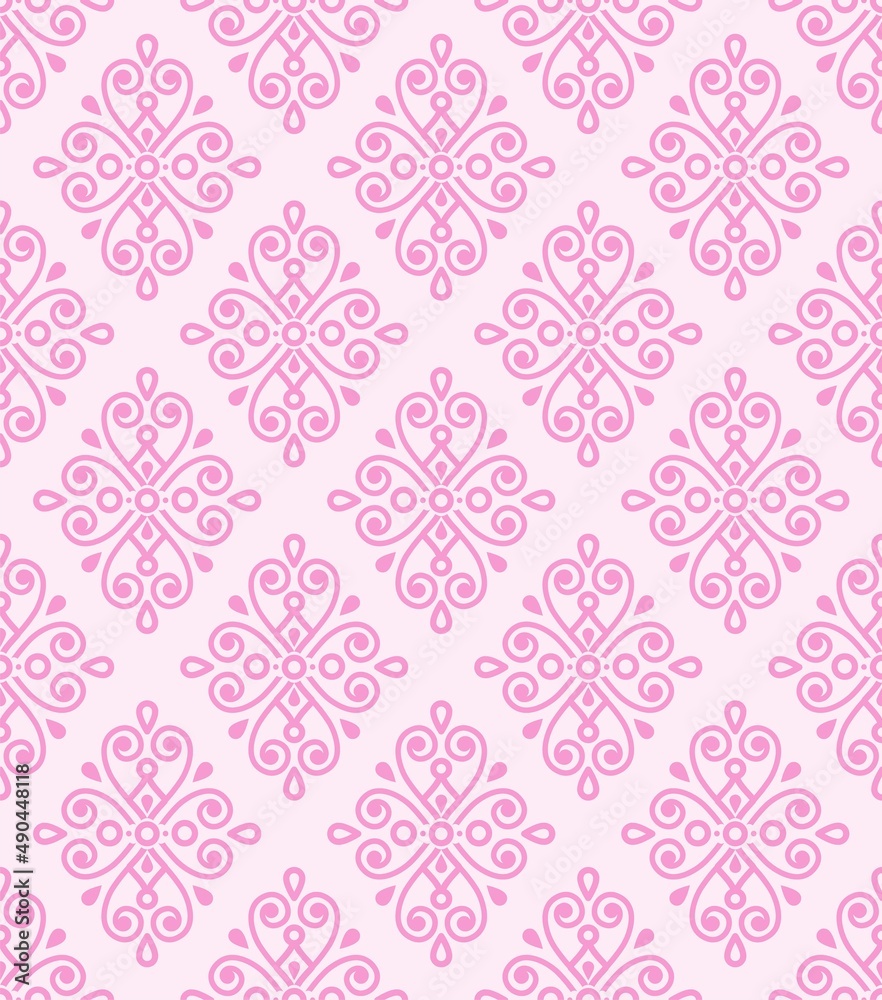 Pink damask wallpaper
