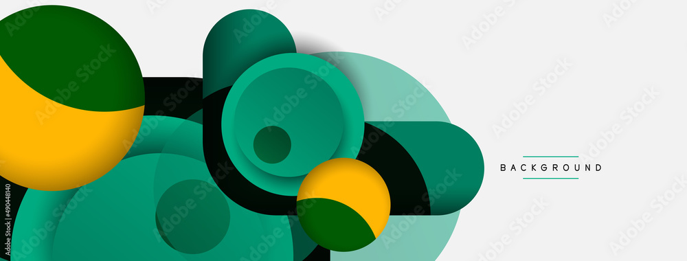 Creative geometric wallpaper. Minimal abstract background. Circles composition vector illustration for wallpaper banner background or landing page Creative geometric wallpaper. Minimal abstract background. Circles composition vector illustration for wallpaper banner background or landing page
