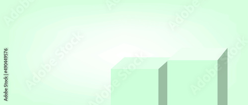 Green rectangle podium with illustration and background copy space, product showing presentation advertisement concept