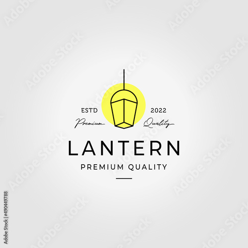 Chandelier Lantern Logo Icon Line Art Vector Illustration Design