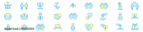 Volunteering icons set. Outline set of volunteering vector icons for web design isolated on white background