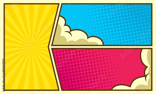 Colorful comic panel scene background  photo