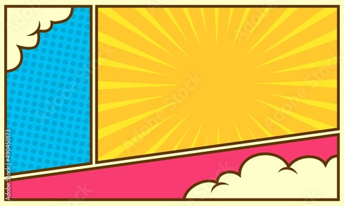 Colorful comic panel scene background 