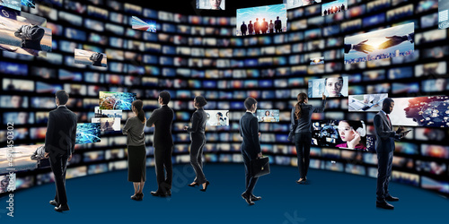 Wallpaper Mural Crowd of people watching arts. Online exhibition. Digital gallery. Virtual museum. Torontodigital.ca