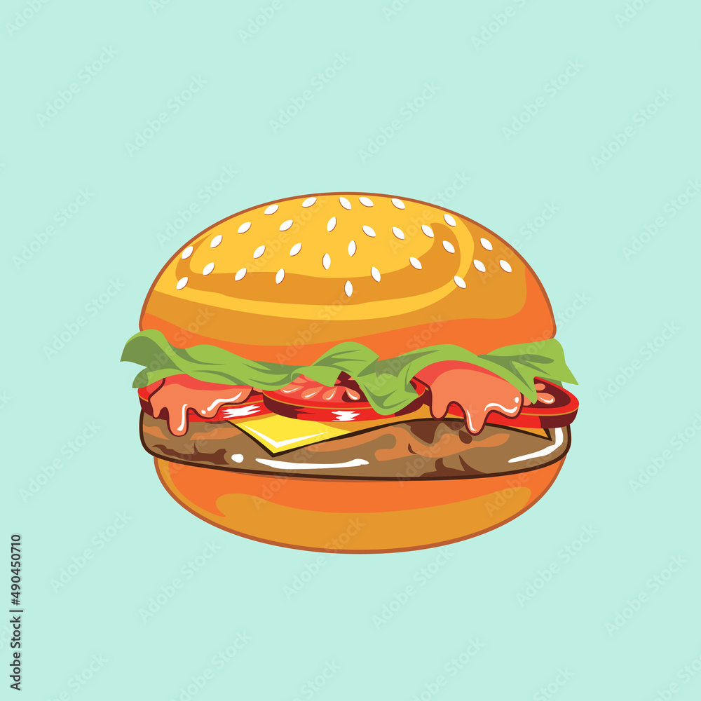 Beef Burger Illustration in Vector Beef Burger Illustration in Vector