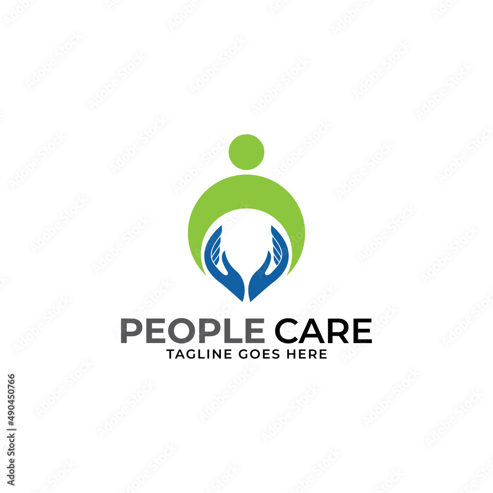 Abstract People Care Logo. Human Icon with Circular Two Hands Symbol. Flat Vector Logo Design Template Element. Abstract People Care Logo. Human Icon with Circular Two Hands Symbol. Flat Vector Logo Design Template Element.