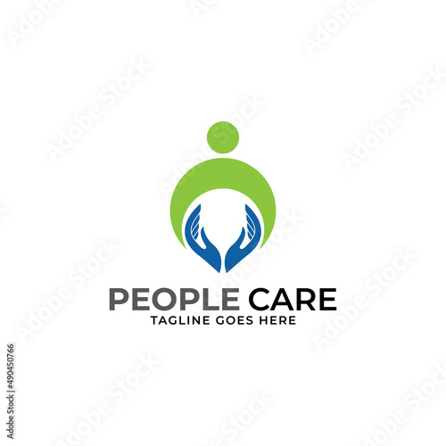 Abstract People Care Logo. Human Icon with Circular Two Hands Symbol. Flat Vector Logo Design Template Element. © chusni