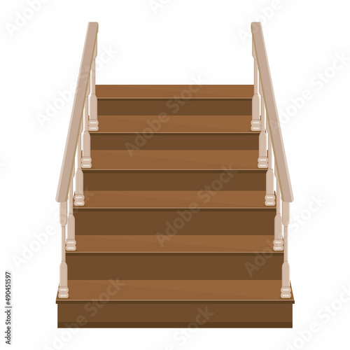 Wooden staircase to the porch - a staircase to enter the house with decorative wooden railings