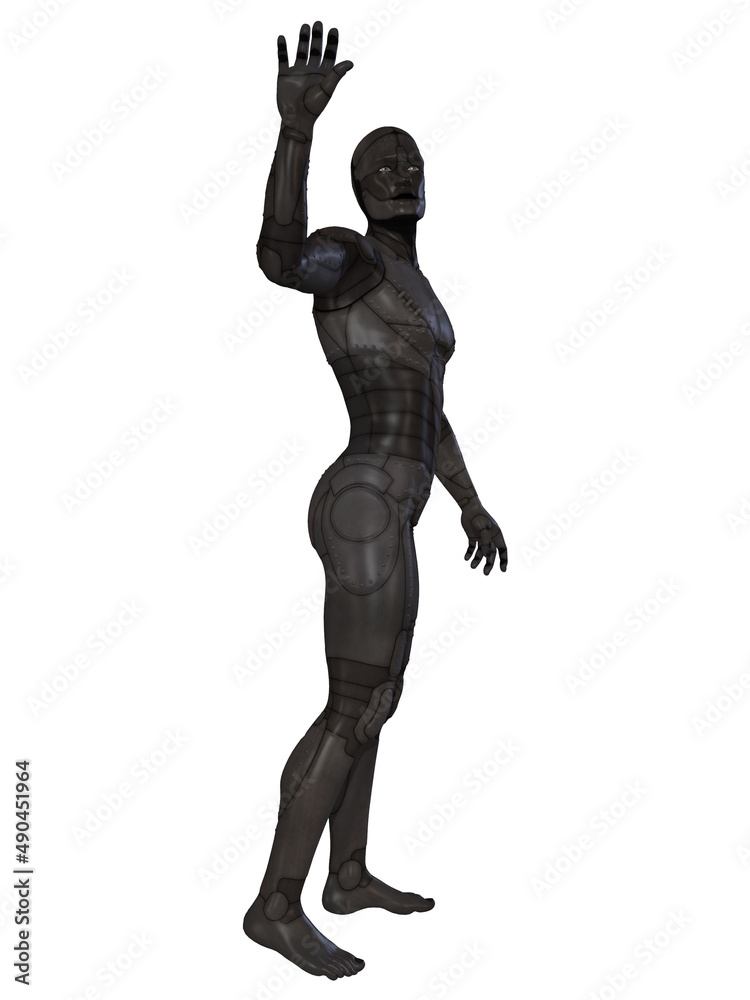 3d illustration of an fantasy tin man figure