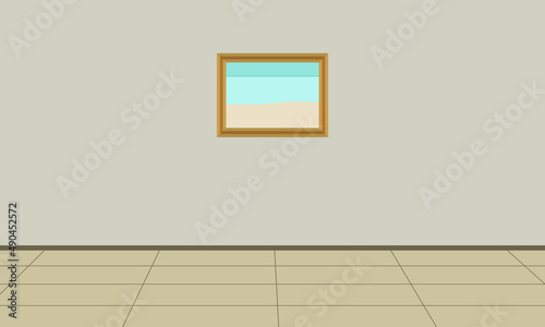 Seascape painting hanging on the wall