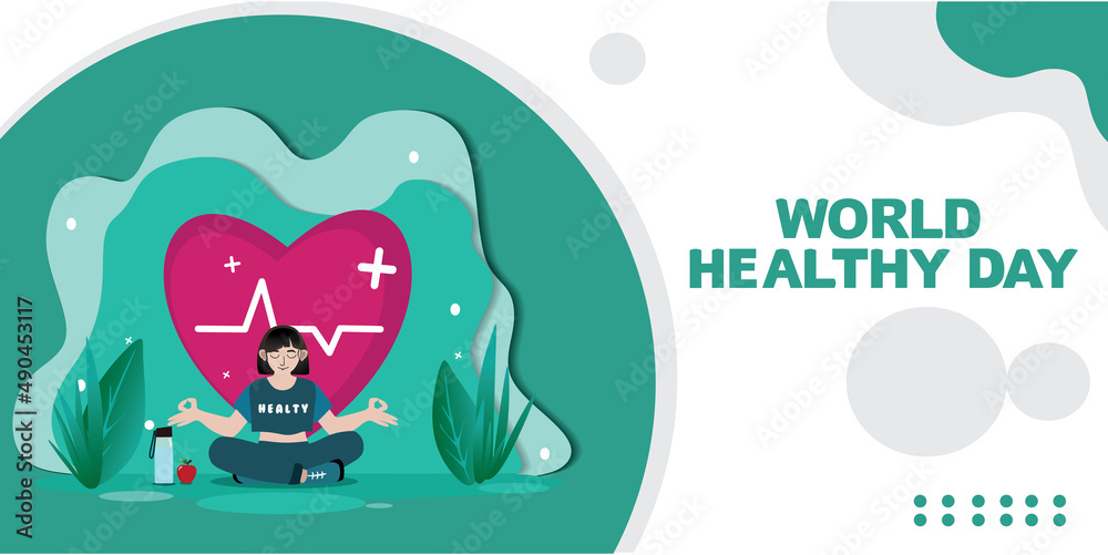 Vector greeting card template with people leading an active healthy lifestyle. Concept for World Health Day and other uses. Yoga people design elements are good for health
Vector greeting card template with people leading an active healthy lifestyle. Concept for World Health Day and other uses. Yoga people design elements are good for health