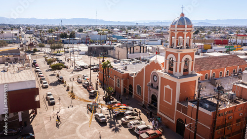 Daytime view of a historic church in downtown Mexicali, Baja California, Mexico. photo