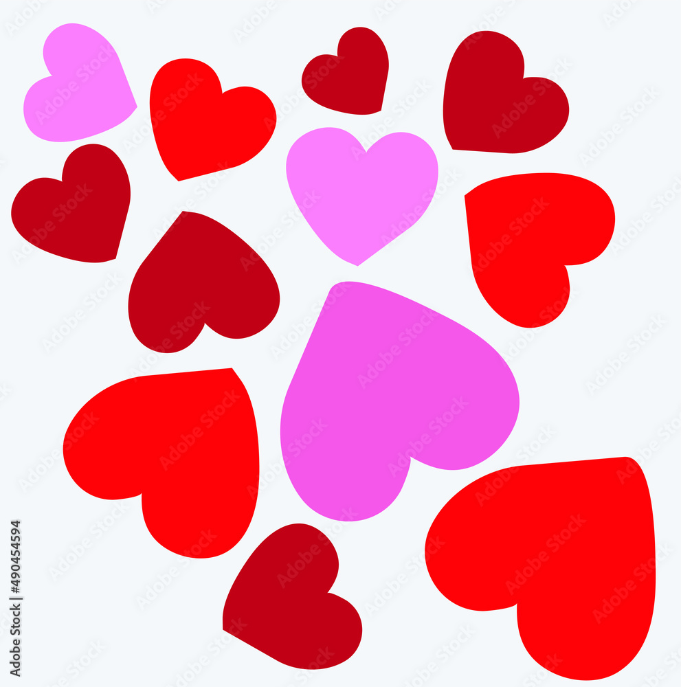 illustration vector many hearts falling on gray background illustration vector many hearts falling on gray background