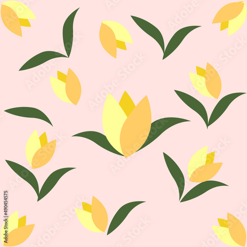 yellow tulips isolate on blossom background