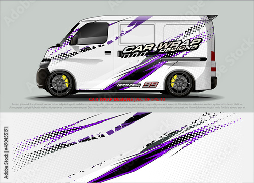 van Graphic designs. Abstract lines  vector with grunge background concept for vinyl Wrap and Vehicle branding 