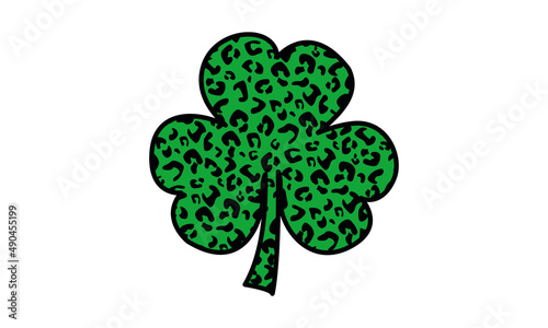 Leopard Print Shamrock Green leaf, St Patrick's Day Vector and Clip Art