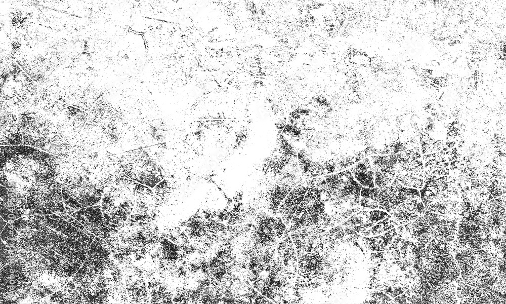 Grunge Texture of Black and White. Abstract Monochrome Background Pattern of Cracks, Chips, Scuffs. Distress Overlay Messy For Your Design or Wallpaper.