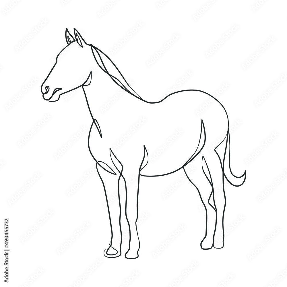 Continuous line drawing of horse