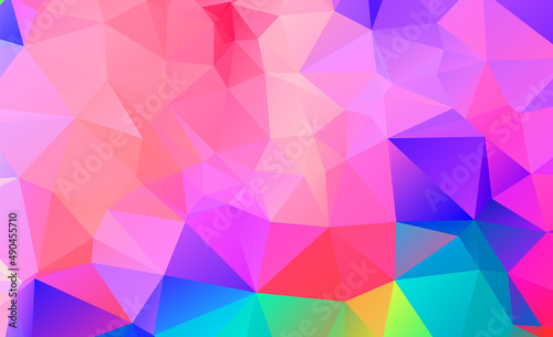 Illustration Colorful swirl rainbow polygon background or frame triangle pattern in multi rainbow spectrum color