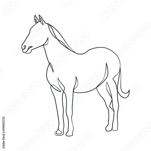 Continuous line drawing of horse