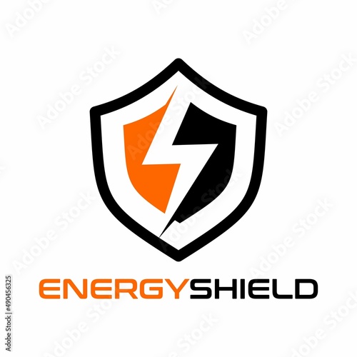 Thunder Shield vector logo template. This graphic suitable for electric business.