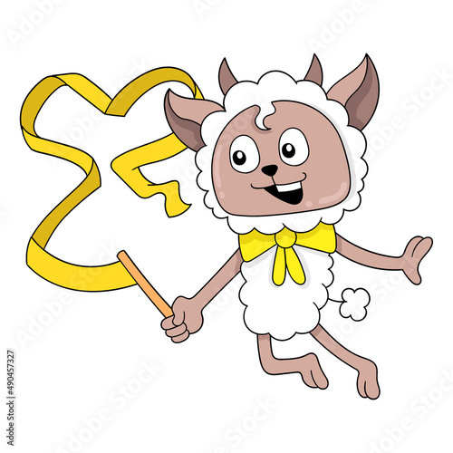 woolly sheep doing ballet, doodle icon image kawaii