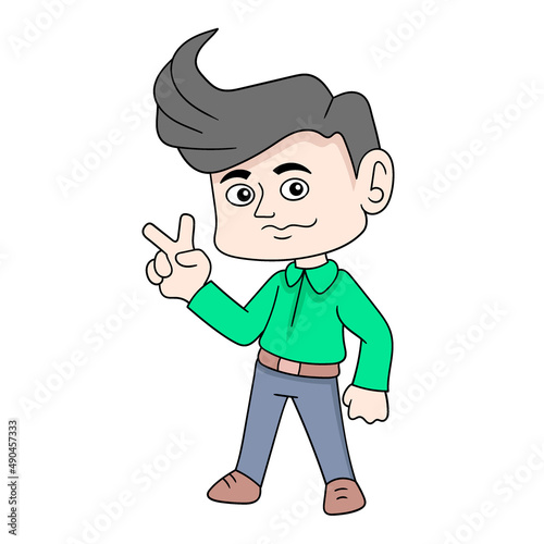 boy is dressed handsomely, doodle icon image kawaii