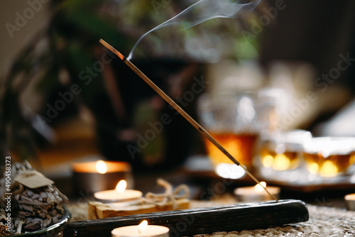Obraz na plátně Burning aroma stick incense