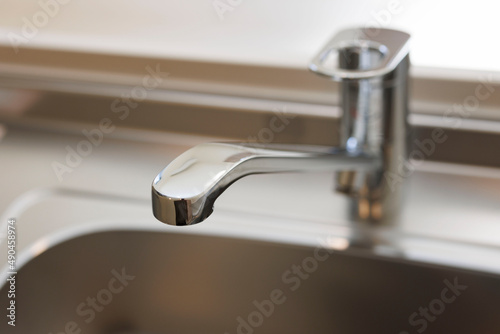 Image of stainless steel sink faucet
