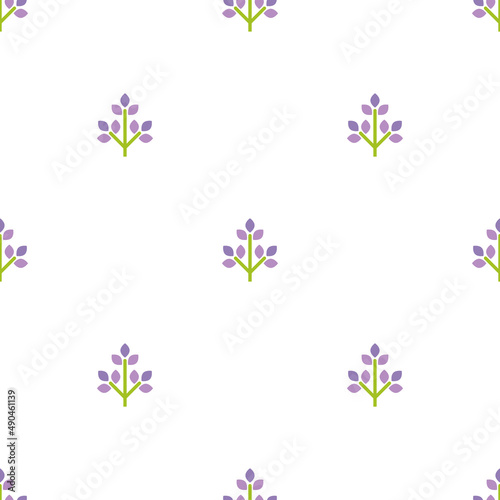 Seamless floral pattern with lavender flowers. Floral texture on white background.
