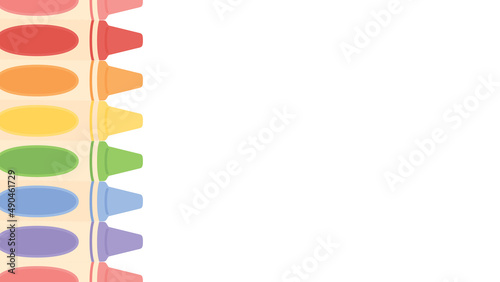 Cute pastel colored crayons seamless side border background. Flat vector illustration. Back to school concept.