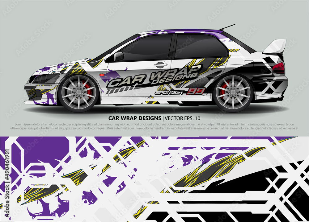 Racing Car Decal Graphic Vector, wrap vinyl sticker. Graphic abstract stripe designs for Racing vehicles.