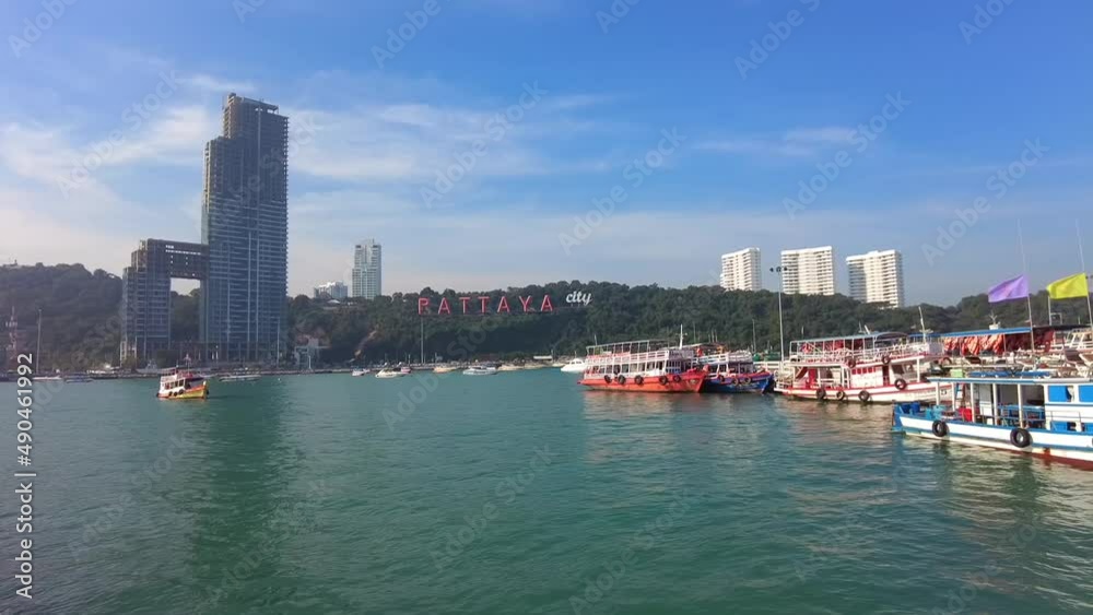 Chonburi,Thailand,DEC,17, 2021 : Beautiful View from Bali Hai Pier in Pattaya Thailand Chonburi,Thailand,DEC,17, 2021 : Beautiful View from Bali Hai Pier in Pattaya Thailand