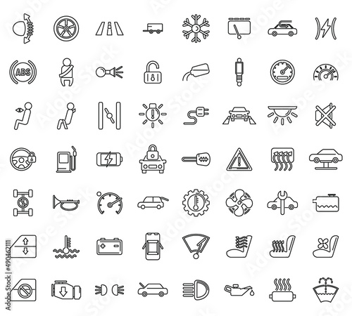 Car dashboard icons set outline vector. Car automobile
